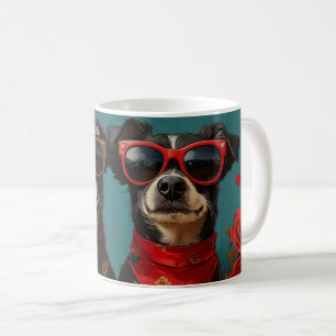 Australisk Kelpie med hjärter Rosor Alla hjärtans Kaffemugg