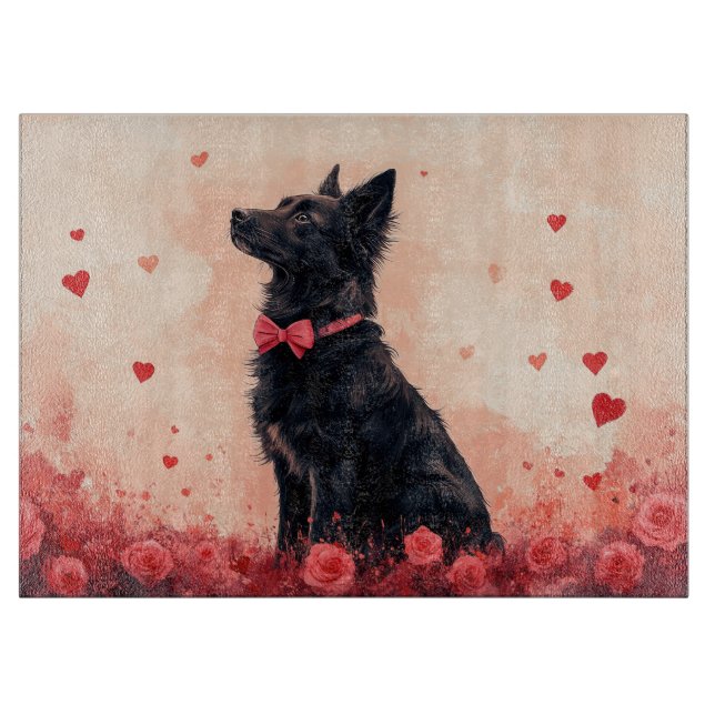 Australisk Kelpie med rosor - Alla hjärtans dag (Framsidan)
