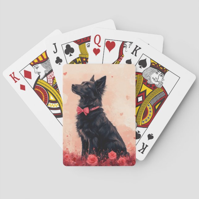 Australisk Kelpie med rosor - Alla hjärtans dag Casinokort (Baksidan)
