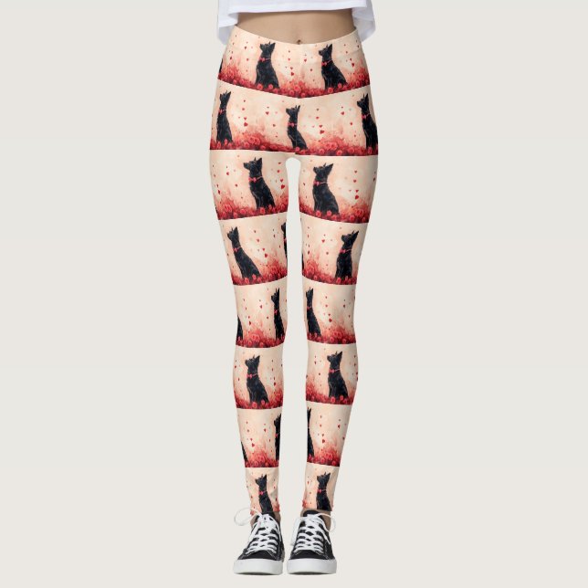 Australisk Kelpie med rosor - Alla hjärtans dag Leggings (Framsida)