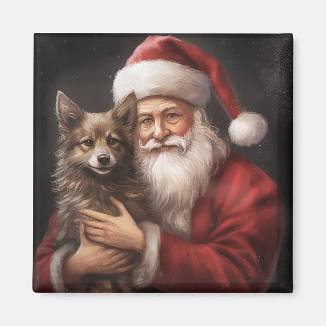 Australisk Kelpie med Tomte julen Magnet (Framsidan)