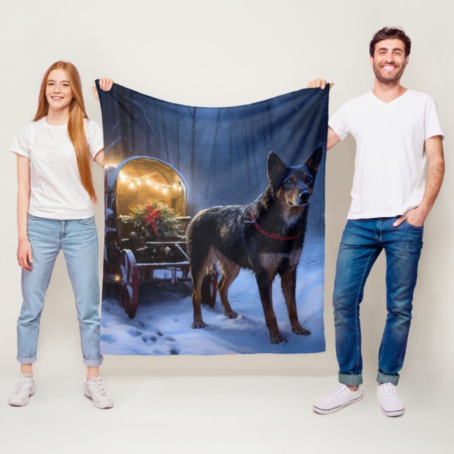 Australisk Kelpie Snöig släde juldekoration  Fleecefilt (På plats)