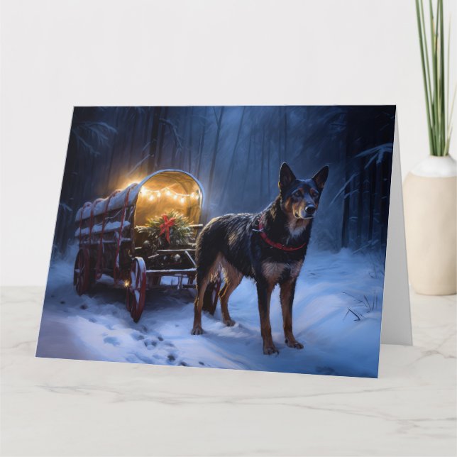 Australisk Kelpie Snöig släde juldekoration  Kort (Framsida)