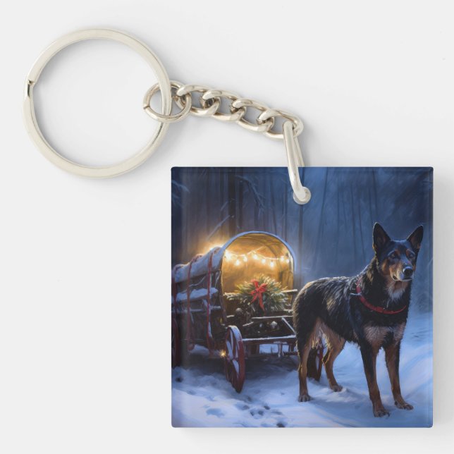 Australisk Kelpie Snösläd Juldekoration  (Framsidan)