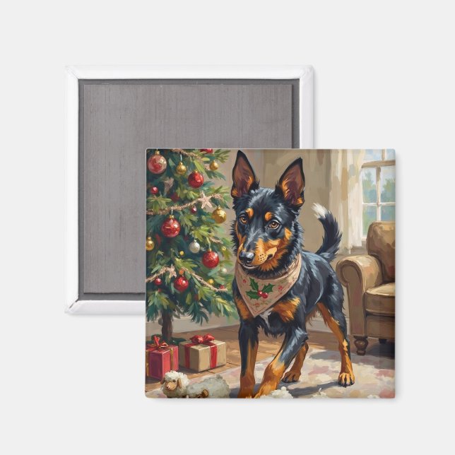Australisk Kelpie vallar julkonst Magnet (Front/Back)