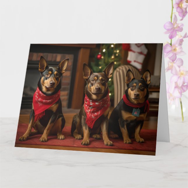 Australisk Kelpie vid brasan jul Kort (Orkide)