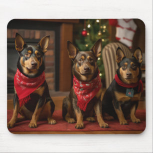 Australisk Kelpie vid brasan jul Musmatta