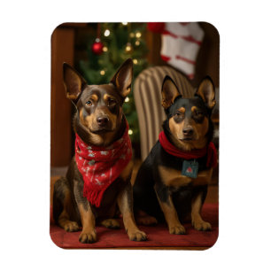 australisk kelpie vid julgranen jul magnet