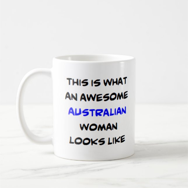 Australisk kvinna, fantastisk kaffemugg (Vänster)