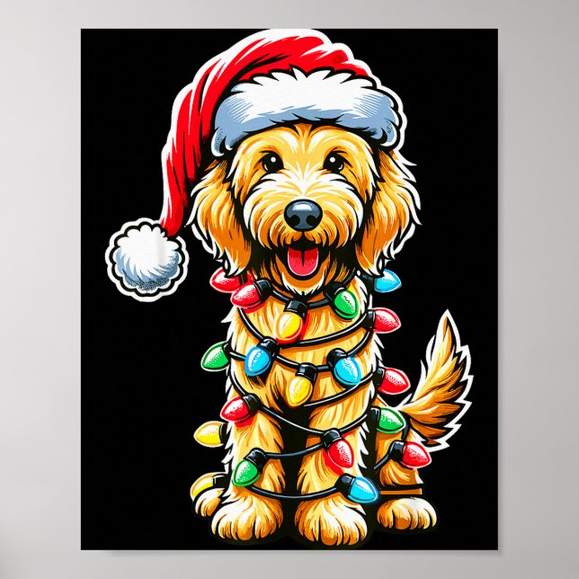 Australisk Labradoodle julgran jul Santa L Poster (Framsidan)