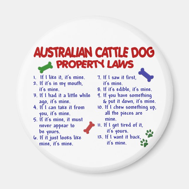 AUSTRALISK LAGSTIFTNING OM FÅNGST HUND Egendom 2 Magnet (Framsidan)