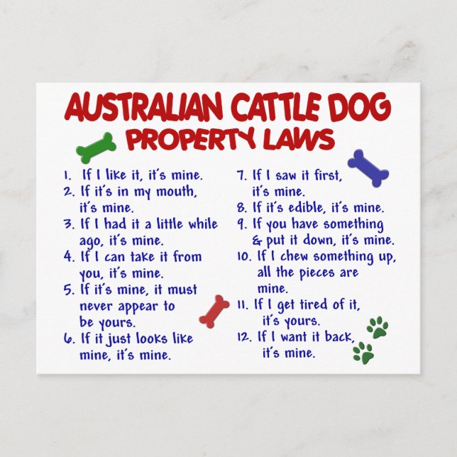 AUSTRALISK LAGSTIFTNING OM FÅNGST HUND Egendom 2 Vykort (Framsida)