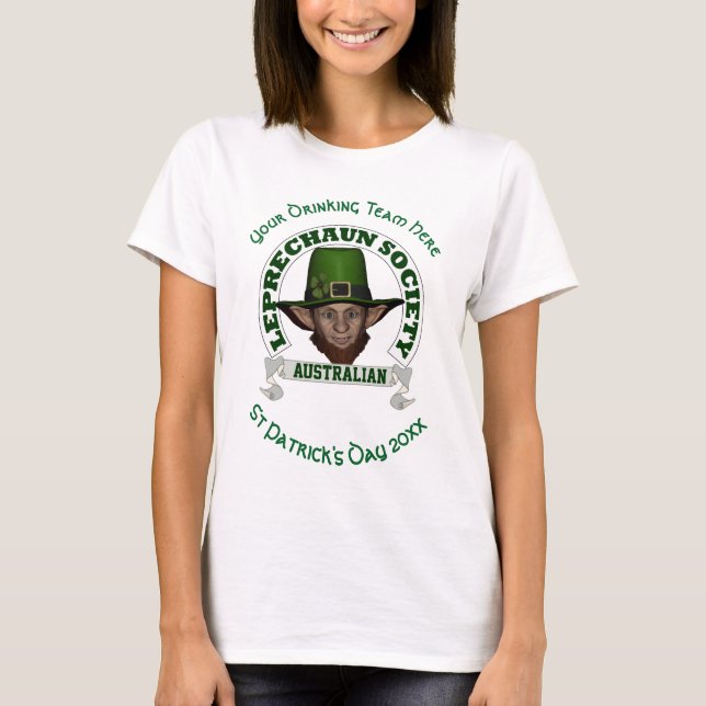 Australisk leprechaun anpassningsbar St patrick's  T Shirt (Framsida)