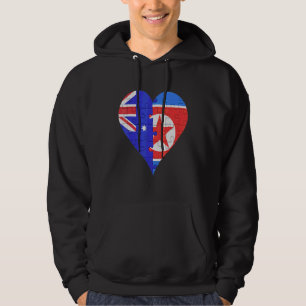Australisk nordkoreansk Flagga Heart Hoodie