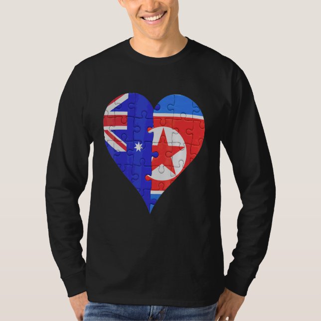 Australisk nordkoreansk Flagga Heart T Shirt (Framsida)