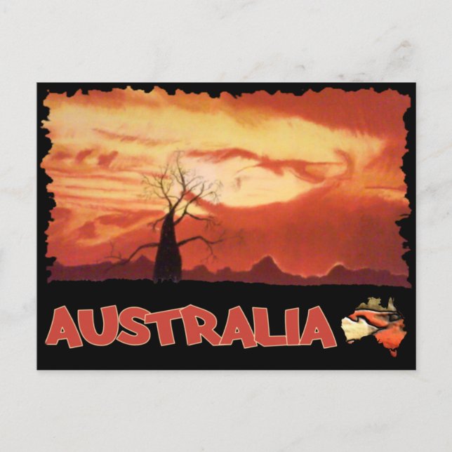 Australisk Orange Sunset Postcard Vykort (Framsida)