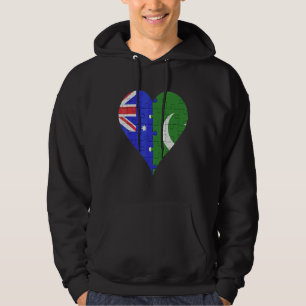 Australisk pakistansk Flagga Heart Hoodie