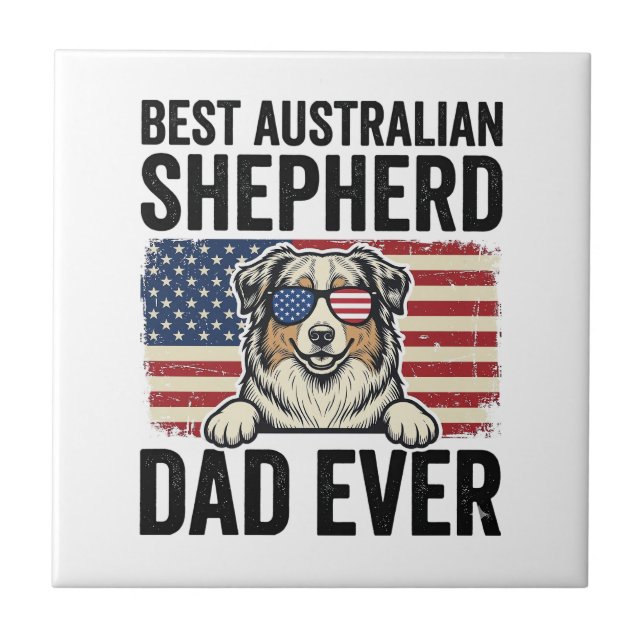 Australisk Schäfer Papa Patriotisk Vintage Kakelplatta (Framsidan)
