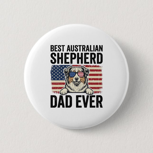 Australisk Schäfer Papa Patriotisk Vintage Knapp (Framsida)