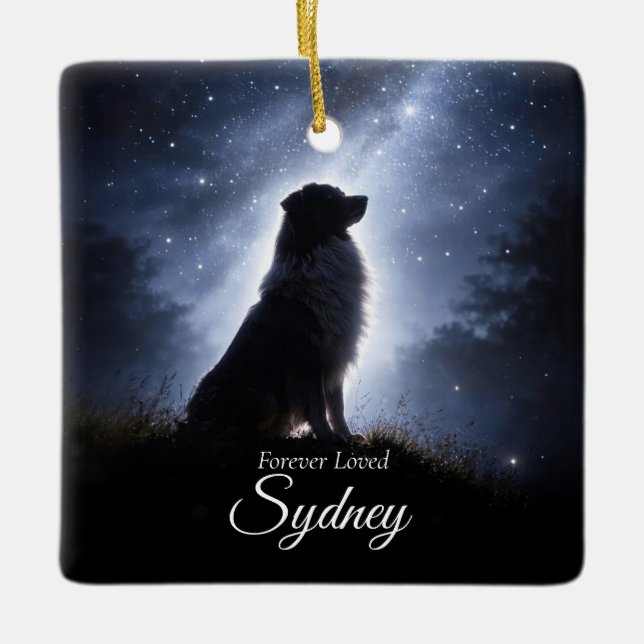 Australisk Shepherd Aussie Hund Sympati Minnesmärk Julgransprydnad Keramik (Framsida)