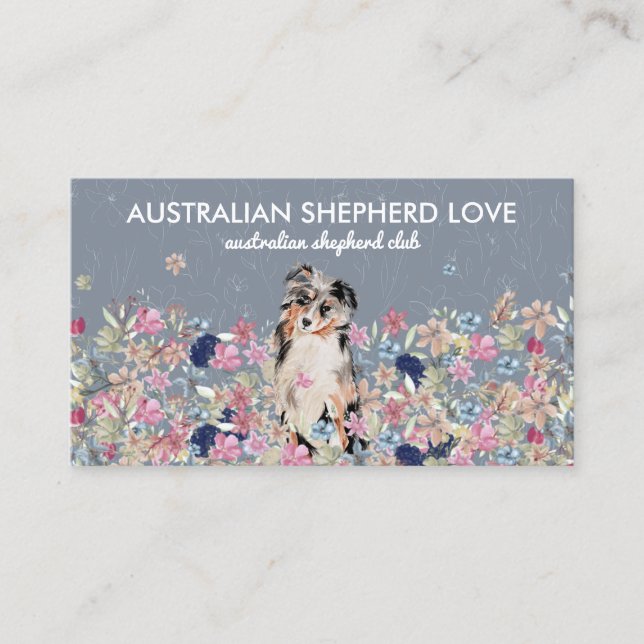 Australisk Shepherd Aussie Hund Visitkort (Framsida)