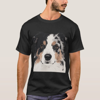 Australisk Shepherd-bläckmålning närbild T Shirt
