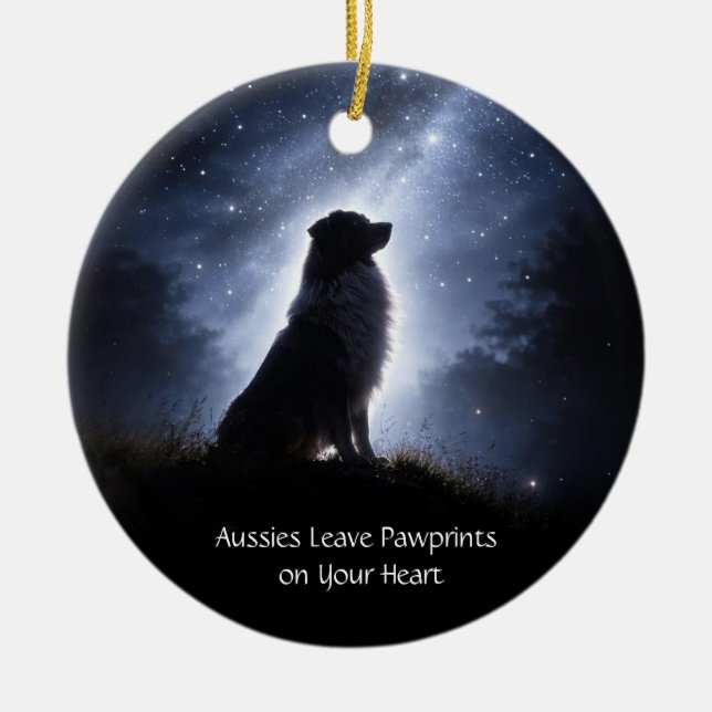 Australisk Shepherd eller Aussie julfirande Julgransprydnad Keramik (Framsidan)