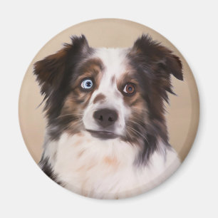 Australisk Shepherd Hund Oljemålning Konst Magnet