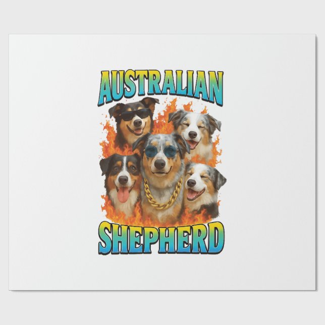 Australisk Shepherd Kopia Presentpapper (Platt)