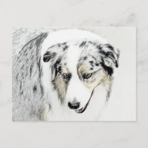 Australisk Shepherd-målning - Original konst med h Vykort