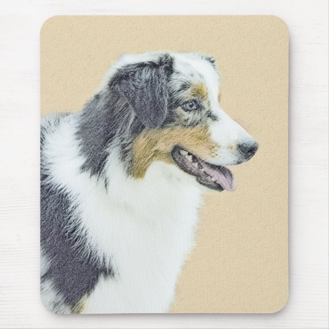 Australisk Shepherd-målning - Original konst om hu Musmatta (Framsidan)