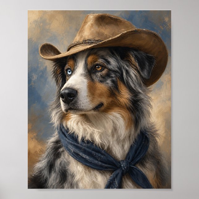Australisk Shepherd Väggkonst — Trail Boss Cowboy  (Framsidan)