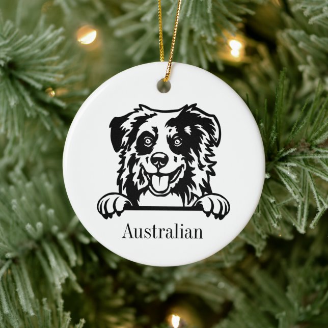 Australisk Shepherd valp Personlig Husdjur Ornamen Julgransprydnad Keramik (Träd)