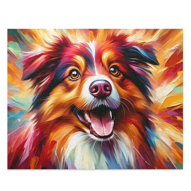 Australisk Shepherd-valpussel: Röd tri-färgad Auss Pussel (Australian Shepherd Puzzle: Red Tri-Color Aussie Jigsaw)