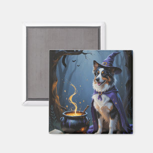 Australisk Shepherd Whimsical Halloween-målning Magnet