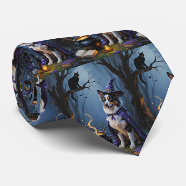 Australisk Shepherd Whimsical Halloween-målning Slips (Rullad)