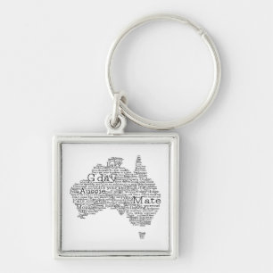 Australisk slang karta fyrkantig silverfärgad nyckelring