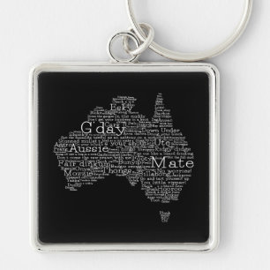 Australisk slang karta fyrkantig silverfärgad nyckelring