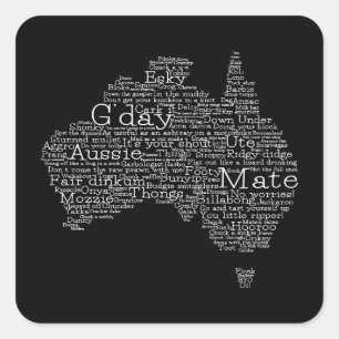 Australisk slang karta fyrkantigt klistermärke
