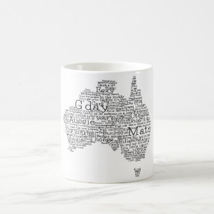 Australisk slang karta kaffemugg