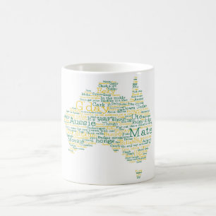 Australisk slang karta kaffemugg