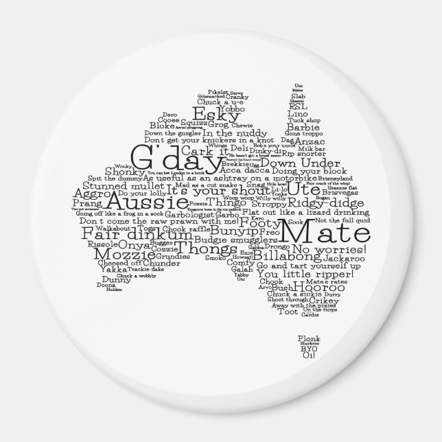 Australisk slang karta magnet (Framsidan)