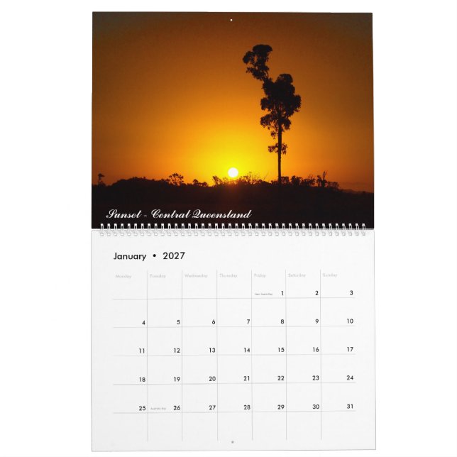 Australisk solnedgångskalender 2018 kalender (Jan 2027)