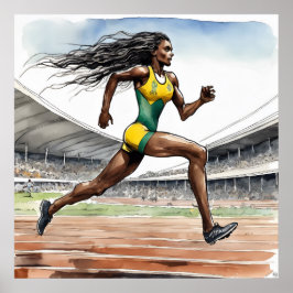 Australisk sprintare akvarell konsttryck poster