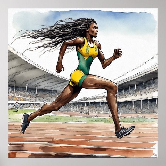 Australisk sprintare akvarell konsttryck poster (Framsidan)