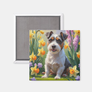 Australisk terrier hund vårblommor målning magnet