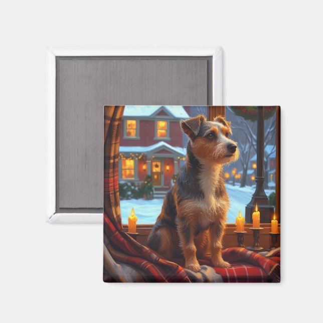 Australisk terrier med julbelysning semester magnet (Front/Back)