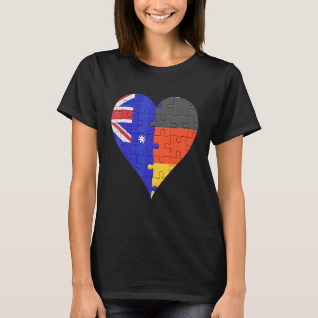 Australisk tysk Flagga Heart T Shirt (Framsida)