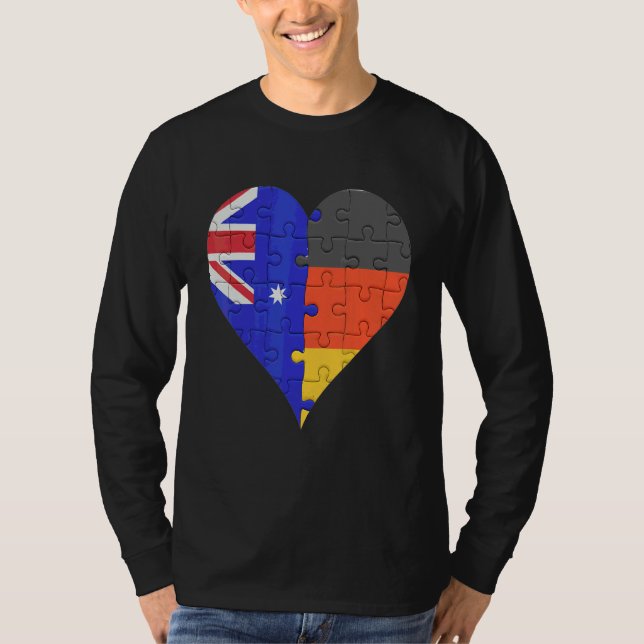 Australisk tysk Flagga Heart T Shirt (Framsida)