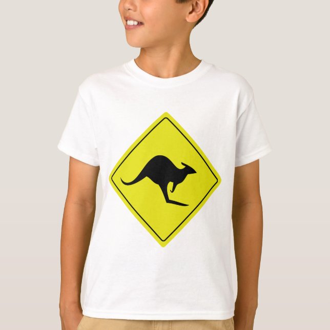 australisk vägskylt kangaroo australia tee (Framsida)